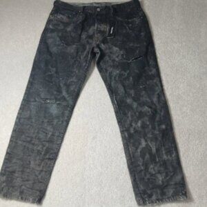 Diesel Men's MHarky Distressed Black Slim Straight Jeans 36 X 32